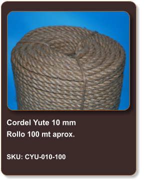 Cordel Yute 10 mm Rollo 100 mt aprox.  SKU: CYU-010-100
