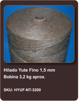 Hilado Yute Fino 1,5 mm Bobina 3,2 kg aprox.  SKU: HYUF-NT-3200
