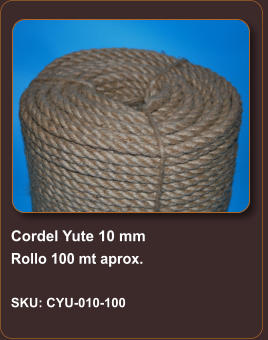 Cordel Yute 10 mm Rollo 100 mt aprox.  SKU: CYU-010-100