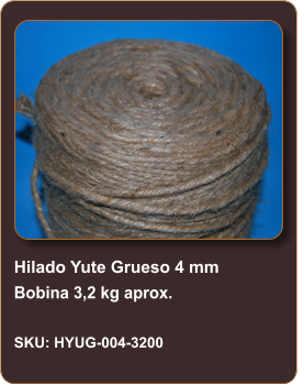 Hilado Yute Grueso 4 mm Bobina 3,2 kg aprox.  SKU: HYUG-004-3200